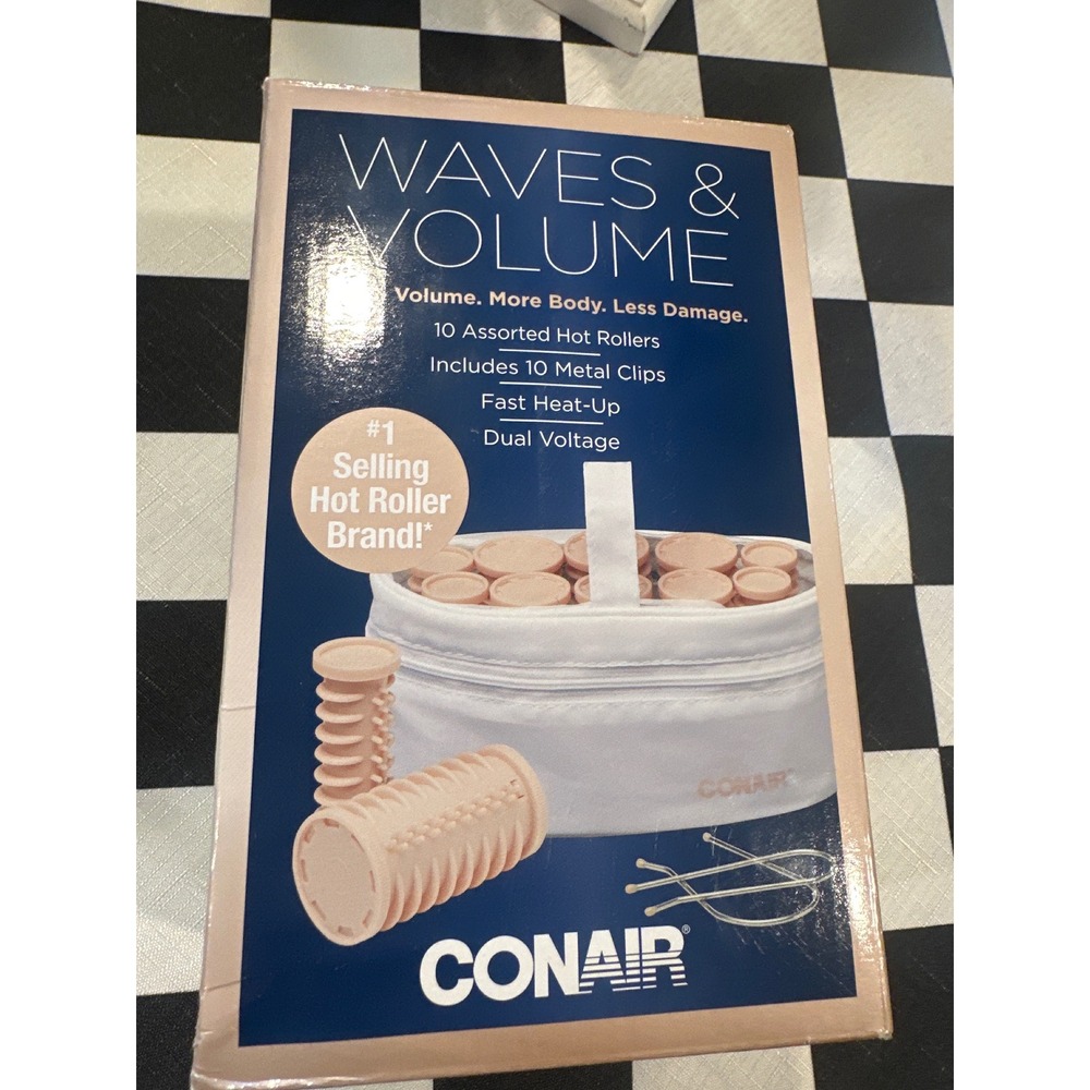 Conair Waves & Volume 10 Assorted Hot hair  Rollers Dual Voltage New travel